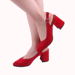 Red Suede Ankle Strap Heels for Women MA-028