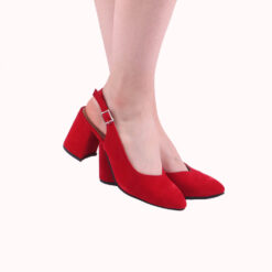 Red Suede Ankle Strap Heels for Women MA-028