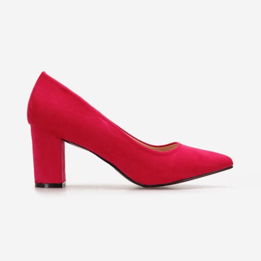 Red Suede Low Heel Dress Shoes for Women MA-024