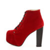 Red Suede Platform Heeled Boots RA-010