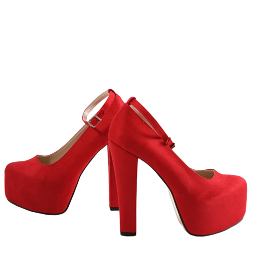 Red Suede Platform Heels Women RA-304