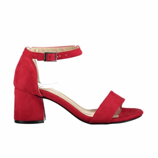 Red Suede Short Heels for Women RA-155