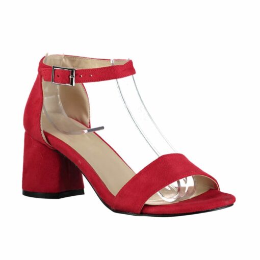 Red Suede Short Heels for Women RA-155