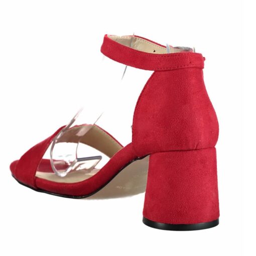 Red Suede Short Heels for Women RA-155