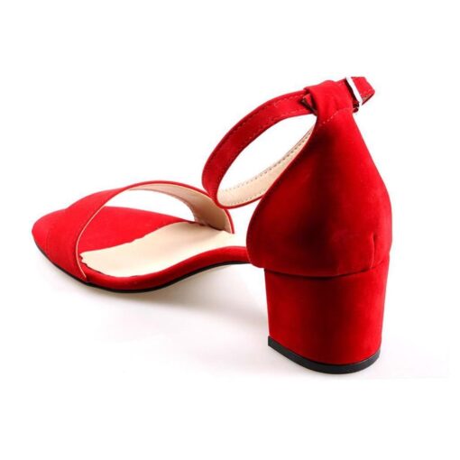 Red Suede Short Heels for Women RA-155