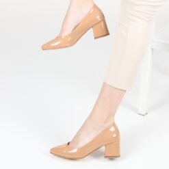 Salmon Shiny Low Heel Dress Shoes for Women MA-024