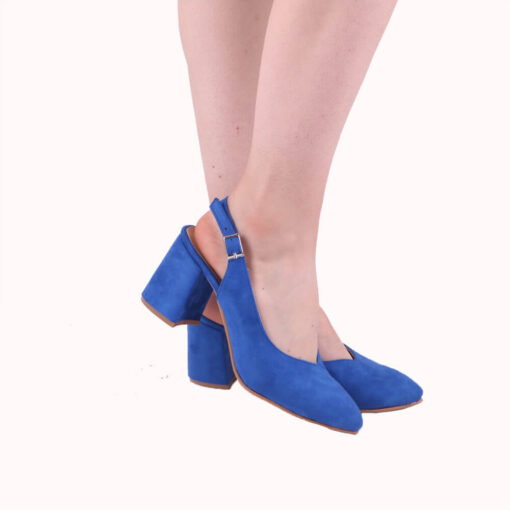 Sax Suede Ankle Strap Heels for Women MA-028