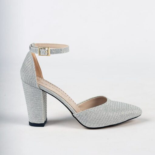 Silver Ankle Strap Pumps for Women RA-062