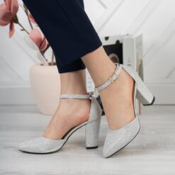 Silver Ankle Strap Pumps for Women RA-062