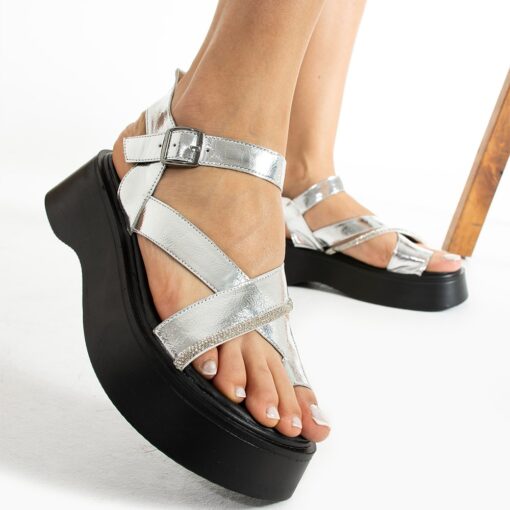 Silver Ankle Strap Sandals for Women TA-02