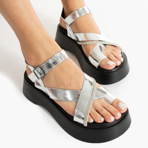 Silver Ankle Strap Sandals for Women TA-02