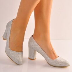 Silver Low Heel Dress Shoes for Women MA-024