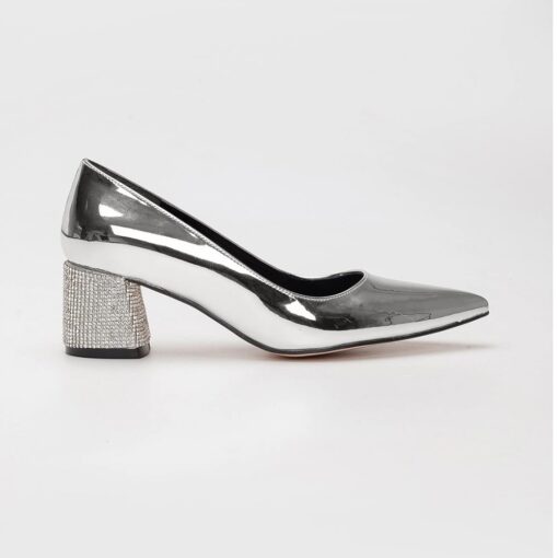 Silver Low Heel Wedding Shoes MA-048