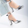 Silver Mirror Ankle Strap Pumps for Women RA-062