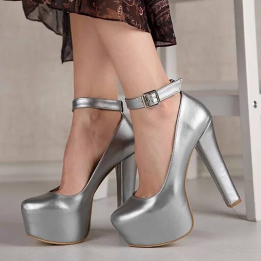 Silver Platform Heels Women RA-304