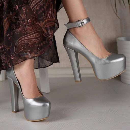 Silver Platform Heels Women RA-304