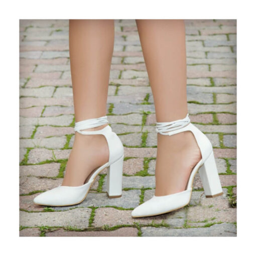 White Ankle Strap High Heels RA-040