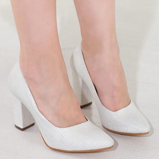 White Low Heel Dress Shoes for Women MA-024