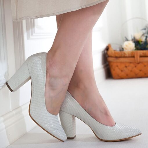 White Low Heel Dress Shoes for Women MA-024