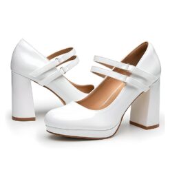 White Platform Block Heels RA-03