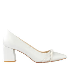 White Satin Bow Heels for Women MA-042