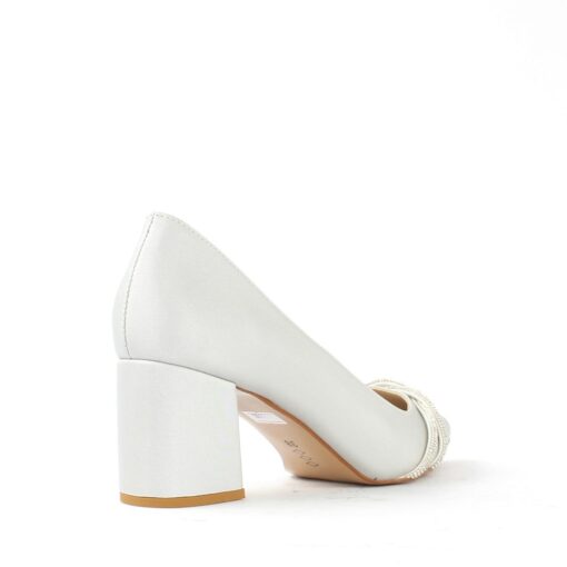 White Satin Bow Heels for Women MA-042