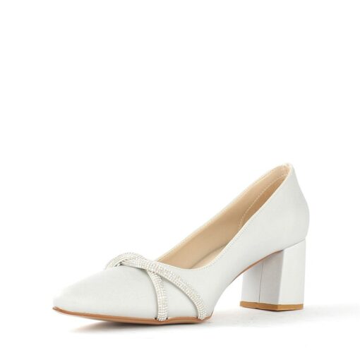 White Satin Bow Heels for Women MA-042