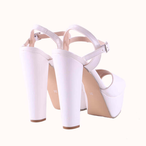 White Shiny Platform Wedding Shoes for Women RA-027