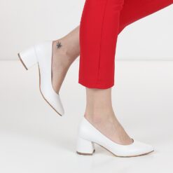 White Skin Low Heel Dress Shoes for Women MA-024