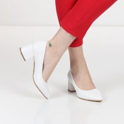 White Skin Low Heel Dress Shoes for Women MA-024