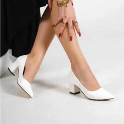 White Skin Low Heel Dress Shoes for Women MA-024