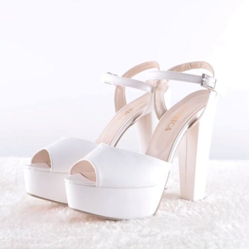 White Skin Platform Wedding Shoes for Women RA-027