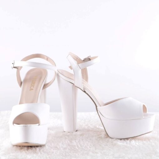 White Skin Platform Wedding Shoes for Women RA-027