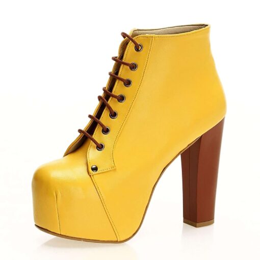 Yellow Platform Heeled Boots RA-010