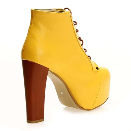 Yellow Platform Heeled Boots RA-010