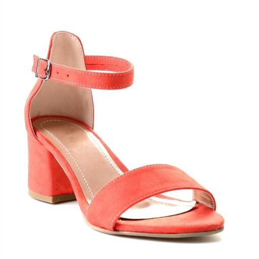 Orange Suede Short Heels for Women RA-155